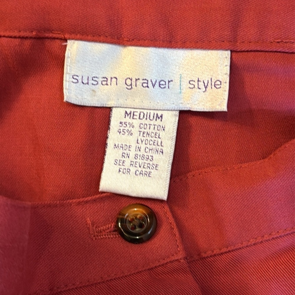 Susan Graver Style QVC Women’s Medium Wide Leg High Rise Coral Pink Pants - Picture 5 of 6
